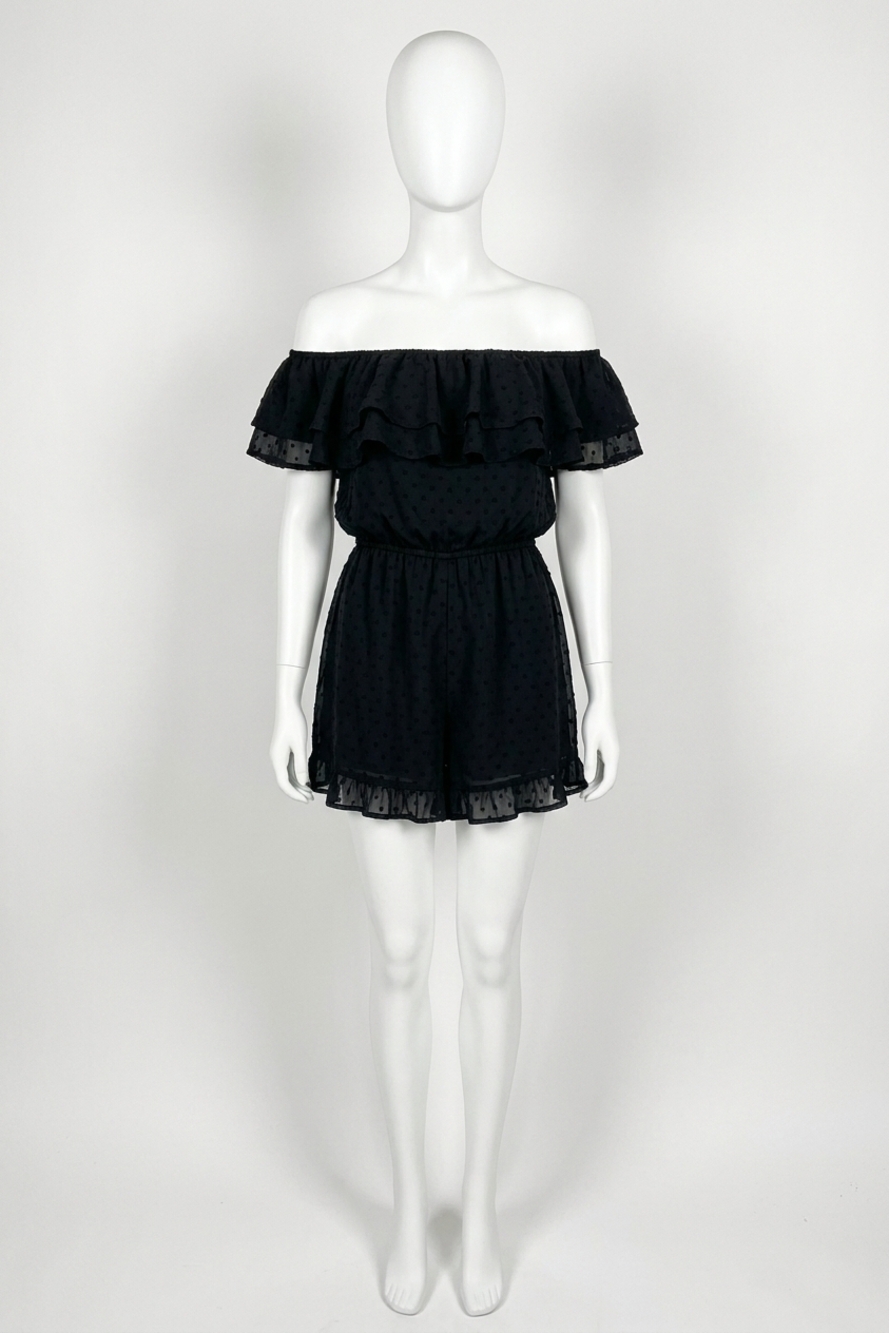 NEW LULUS women's frilled to bits romper in black